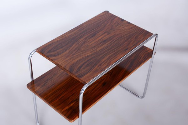 Bauhaus Side Table, Hynek Gottwald, Walnut, Chrome, Czechia, 1930s-WHY-1734488