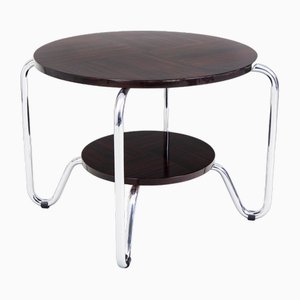 Bauhaus Side Table in Chrome-Plated Steel attributed to Kovona, Macassar, Czech, 1950s-WHY-1776746