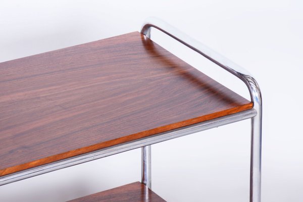 Bauhaus Side Table in Walnut, Chrome-Plated Steel, Czech, 1930s-WHY-1733030