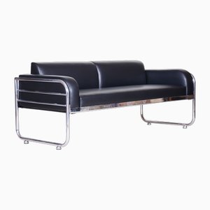 Bauhaus Sofa in Chrome-Plated Steel and Leather by Vichr a Spol, Former Czechoslovakia, 1930s-WHY-1776735