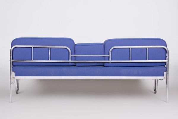 Bauhaus Sofa in Chrome-Plated Steel & New Upholstery, Czech, 1930s-WHY-1777980