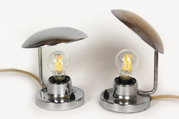 Bauhaus Style Chrome Table Lamps from Napako, 1940s, Set of 2-WVS-1791705