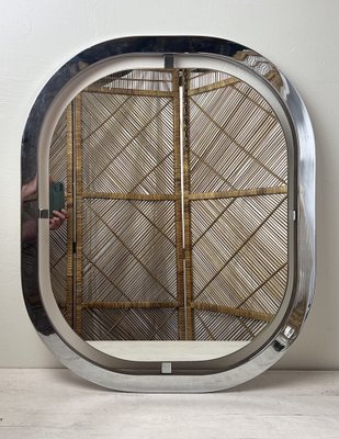 Bauhaus Style Chromed Steel Floating Mirror, France 1950s-WZZ-1338426