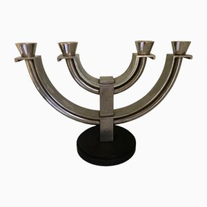 Bauhaus Style Machine Age 4-Light Candlestick on Black Plastic Base, USA, 1930s-XHV-1105353