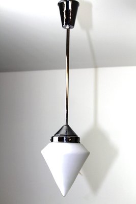 Bauhaus Style Opaline Glass Ceiling Lamp, 1940s-ZWH-888509