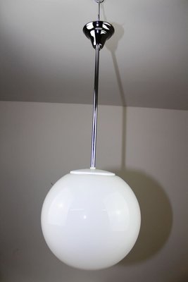 Bauhaus Style Opaline Glass Globe Ceiling Lamp, 1940s-ZWH-888503