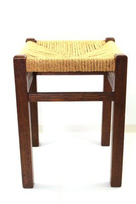 Bauhaus Style Stool with Cord Weave, 1930s-ZWH-870289