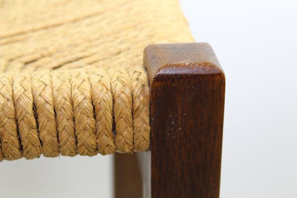 Bauhaus Style Stool with Cord Weave, 1930s-ZWH-870289