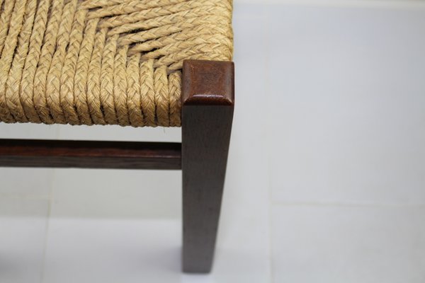 Bauhaus Style Stool with Cord Weave, 1930s-ZWH-870289