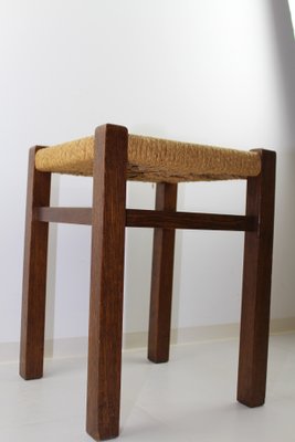 Bauhaus Style Stool with Cord Weave, 1930s-ZWH-870289