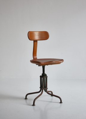 Bauhaus Style Swivel Desk Chair in Tube Steel and Beechwood by Fritz Hansen, 1930s-WRF-1270419