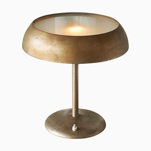 Bauhaus Style Table Lamp in Patinated Metal and Satin Glass, 1940s-FEW-2024217