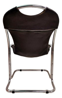 Bauhaus Style Tubular Metal and Faux Leather Collection Chair, 1970s-FIP-1145704