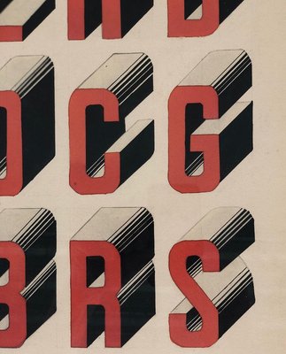 Bauhaus Style Typography Gouache Studies, 1920s, Set of 2-BAF-763556