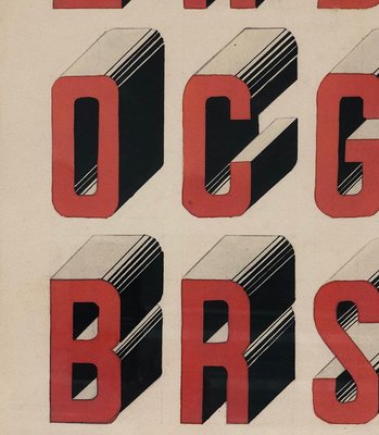 Bauhaus Style Typography Gouache Studies, 1920s, Set of 2-BAF-763556