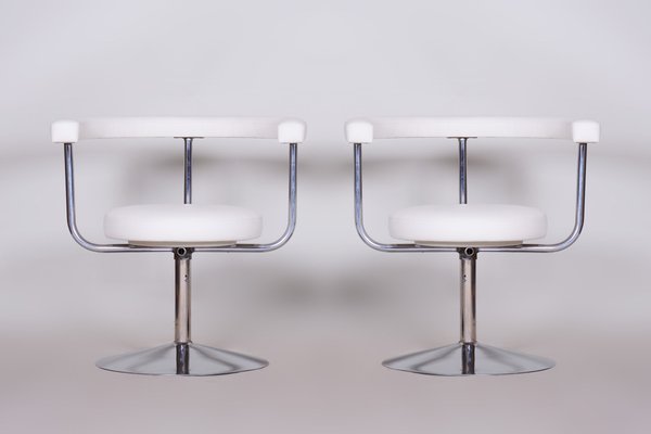 Bauhaus Swivel Chairs in High Quality Leather & Chrome-Plated Steel, Czech, 1940s-WHY-1778088