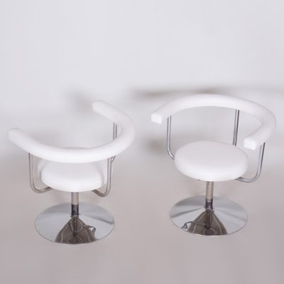 Bauhaus Swivel Chairs in High Quality Leather & Chrome-Plated Steel, Czech, 1940s-WHY-1778088