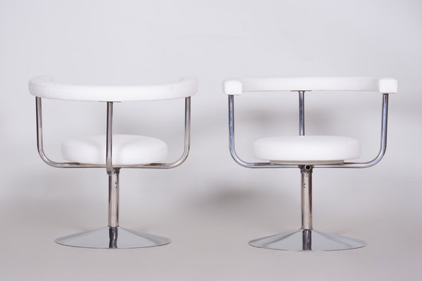 Bauhaus Swivel Chairs in High Quality Leather & Chrome-Plated Steel, Czech, 1940s-WHY-1778088