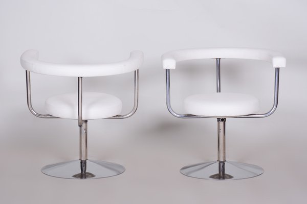 Bauhaus Swivel Chairs in High Quality Leather & Chrome-Plated Steel, Czech, 1940s-WHY-1778088