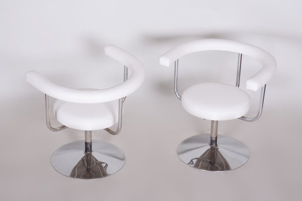 Bauhaus Swivel Chairs in High Quality Leather & Chrome-Plated Steel, Czech, 1940s-WHY-1778088