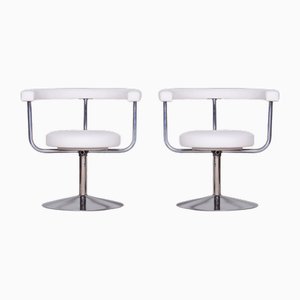 Bauhaus Swivel Chairs in High Quality Leather & Chrome-Plated Steel, Czech, 1940s-WHY-1778088