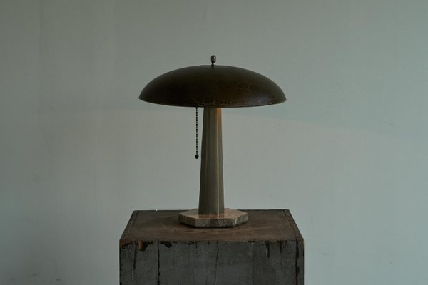 Bauhaus Table Lamp in Metal and Marble, 1920s-FEW-2024230