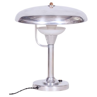 Bauhaus Table Lamp in Nickle-Plated Steel attributed to Franta Anýž, 1920s-WHY-1734486