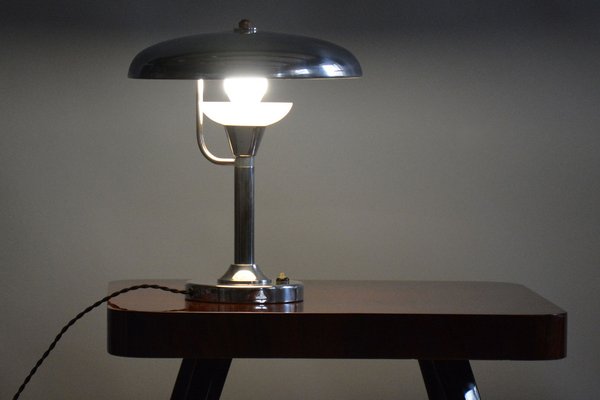 Bauhaus Table Lamp in Nickle-Plated Steel by Franta Anýž, 1920s-WHY-1734219