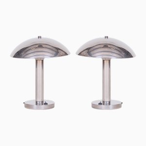 Bauhaus Table Lamps in Chrome-Plated Steel, Former Czechoslovakia, 1930s, Set of 2-WHY-1768692