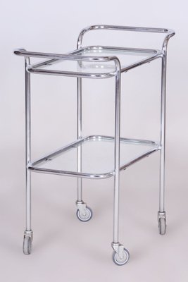 Bauhaus Trolley in Chrome-Plated Steel and Glass, Germany, 1940s-WHY-1795934