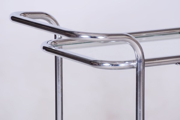 Bauhaus Trolley in Chrome-Plated Steel and Glass, Germany, 1940s-WHY-1795934