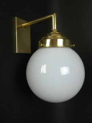 Bauhaus Wall Lamp in Brass with Opal Shade, Germany, 1925-KDB-1785222