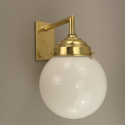 Bauhaus Wall Lamp in Brass with Opal Shade, Germany, 1925-KDB-1785222