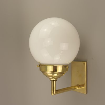 Bauhaus Wall Lamp in Brass with Opal Shade, Germany, 1925-KDB-1785222