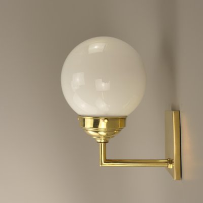 Bauhaus Wall Lamp in Brass with Opal Shade, Germany, 1925-KDB-1785222