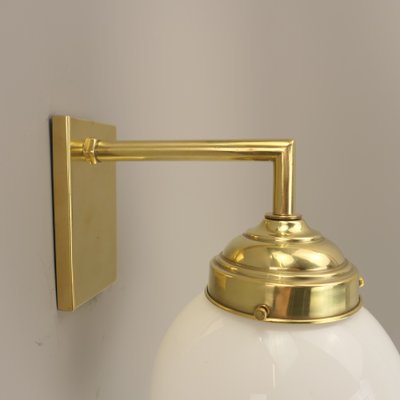 Bauhaus Wall Lamp in Brass with Opal Shade, Germany, 1925-KDB-1785222