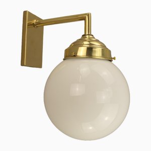 Bauhaus Wall Lamp in Brass with Opal Shade, Germany, 1925-KDB-1785222