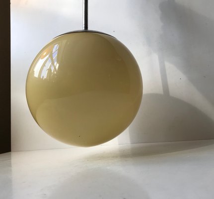 Bauhaus Yellow Opaline Glass Pendant Lamp from Lyfa, 1930s-LCR-964768