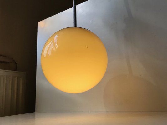 Bauhaus Yellow Opaline Glass Pendant Lamp from Lyfa, 1930s-LCR-964768