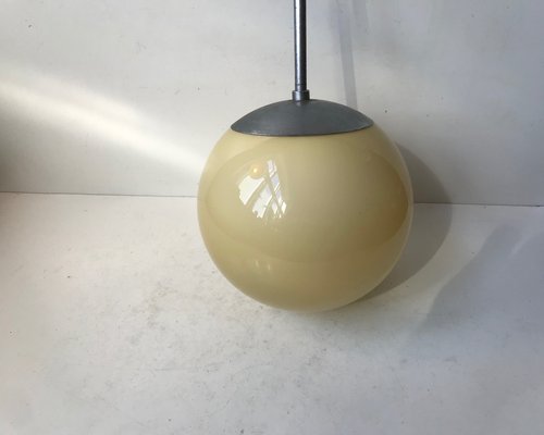 Bauhaus Yellow Opaline Glass Pendant Lamp from Lyfa, 1930s-LCR-964768