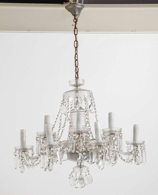 Beaded Crystal Two Tiers Chandelier from Bohemia, 1940s-KL-620361