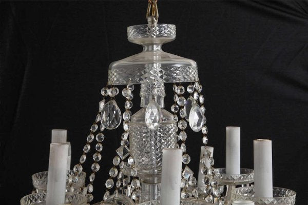 Beaded Crystal Two Tiers Chandelier from Bohemia, 1940s-KL-620361