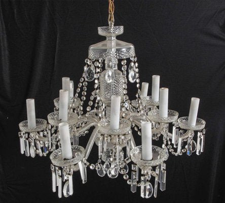 Beaded Crystal Two Tiers Chandelier from Bohemia, 1940s-KL-620361