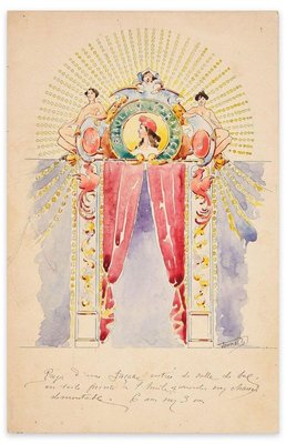 Beaulieu Carabacel. Project for Ballroom Entrance - China Ink and Watercolor Early 1900-ZCI-758682