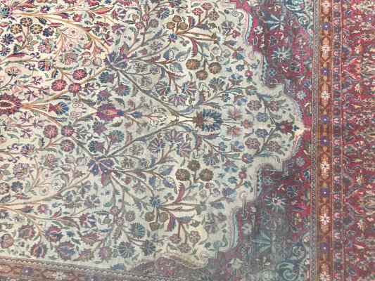 Beautiful Distressed Antique Kashan Silk Rug, 1890s-YMM-1441821