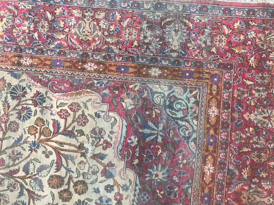 Beautiful Distressed Antique Kashan Silk Rug, 1890s-YMM-1441821