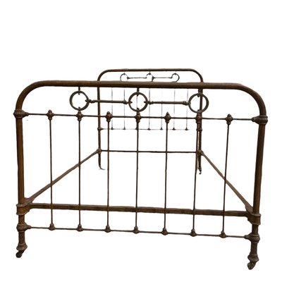 Bed Frame in Wrought Iron and Brass, 1900-SDV-1299582