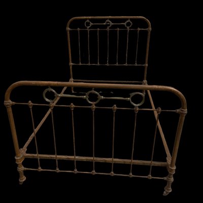 Bed Frame in Wrought Iron and Brass, 1900-SDV-1299582