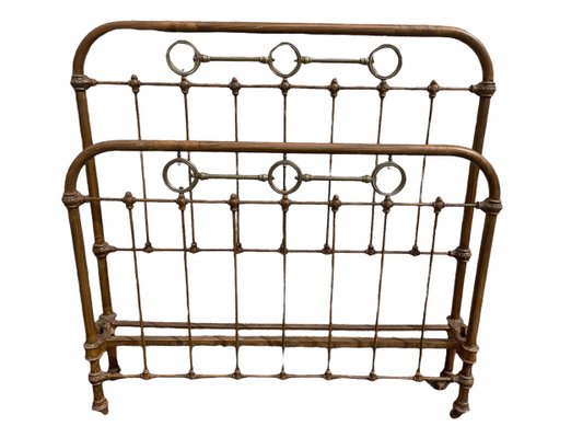 Bed Frame in Wrought Iron and Brass, 1900-SDV-1299582