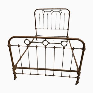 Bed Frame in Wrought Iron and Brass, 1900-SDV-1299582